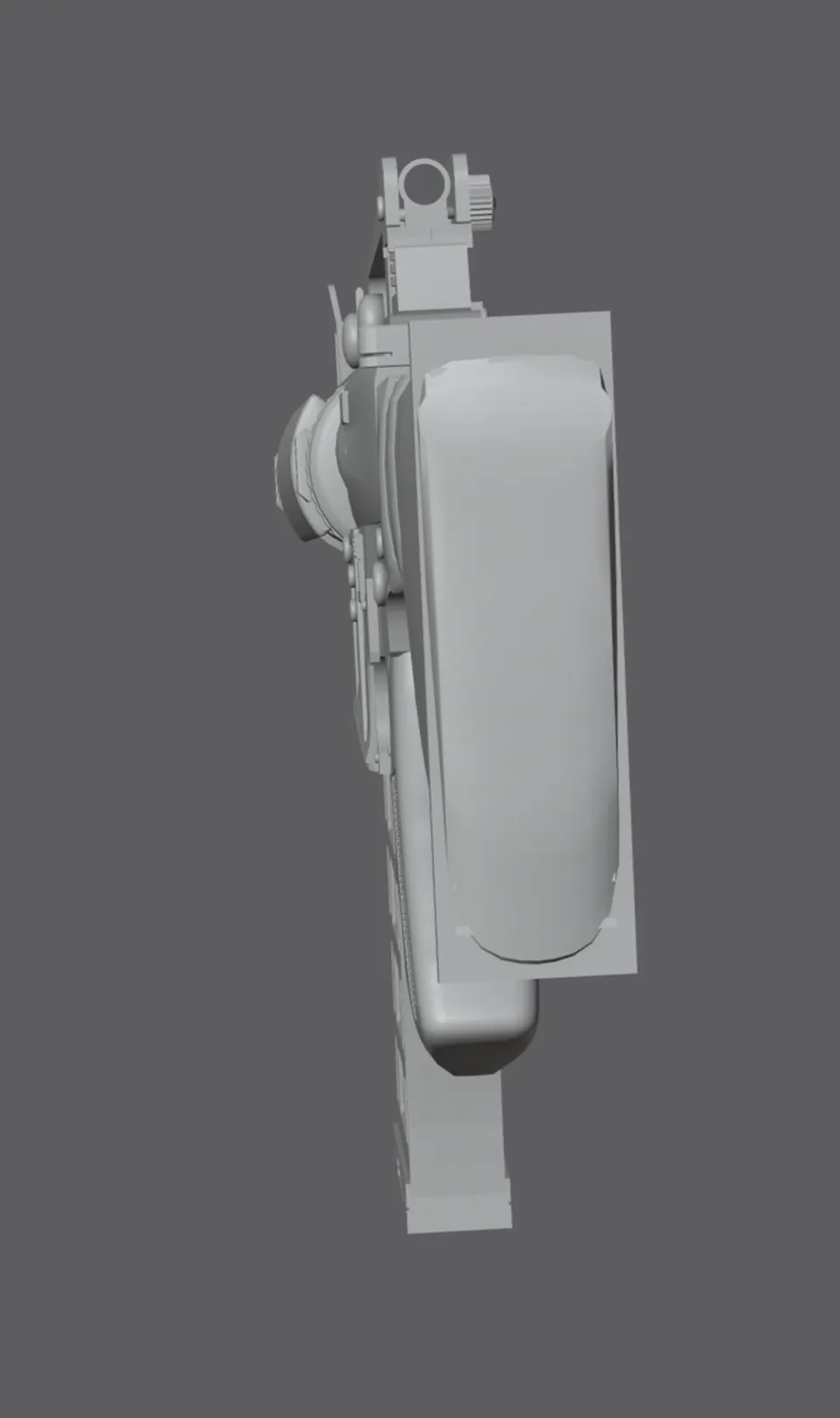 M16A4, untextured model (back view), finished mesh in Blender