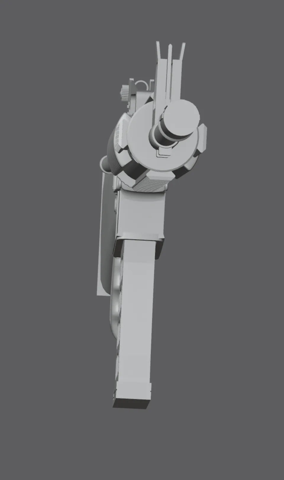 M16A4, untextured model (front view), finished mesh in Blender