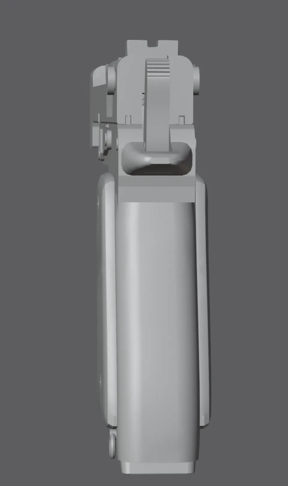 M9, untextured model (back view), finished mesh in Blender