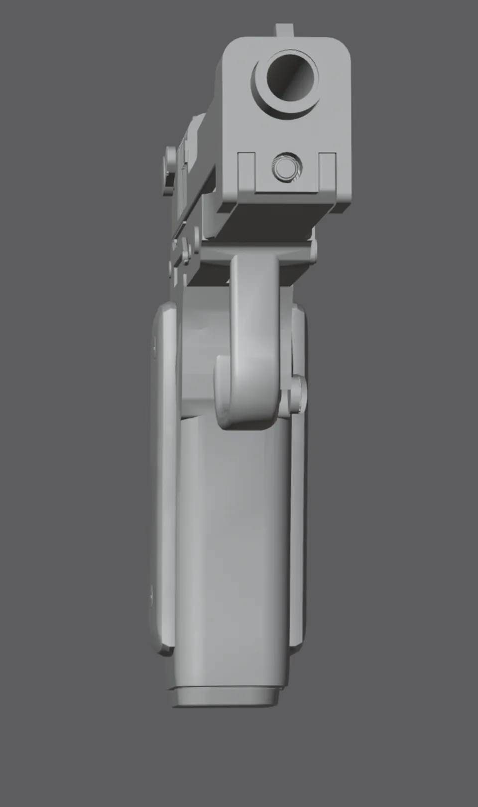 M9, untextured model (front view), finished mesh in Blender