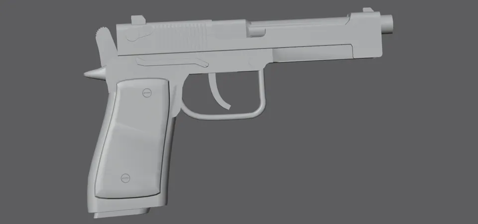 M9, untextured model (right view), finished mesh in Blender