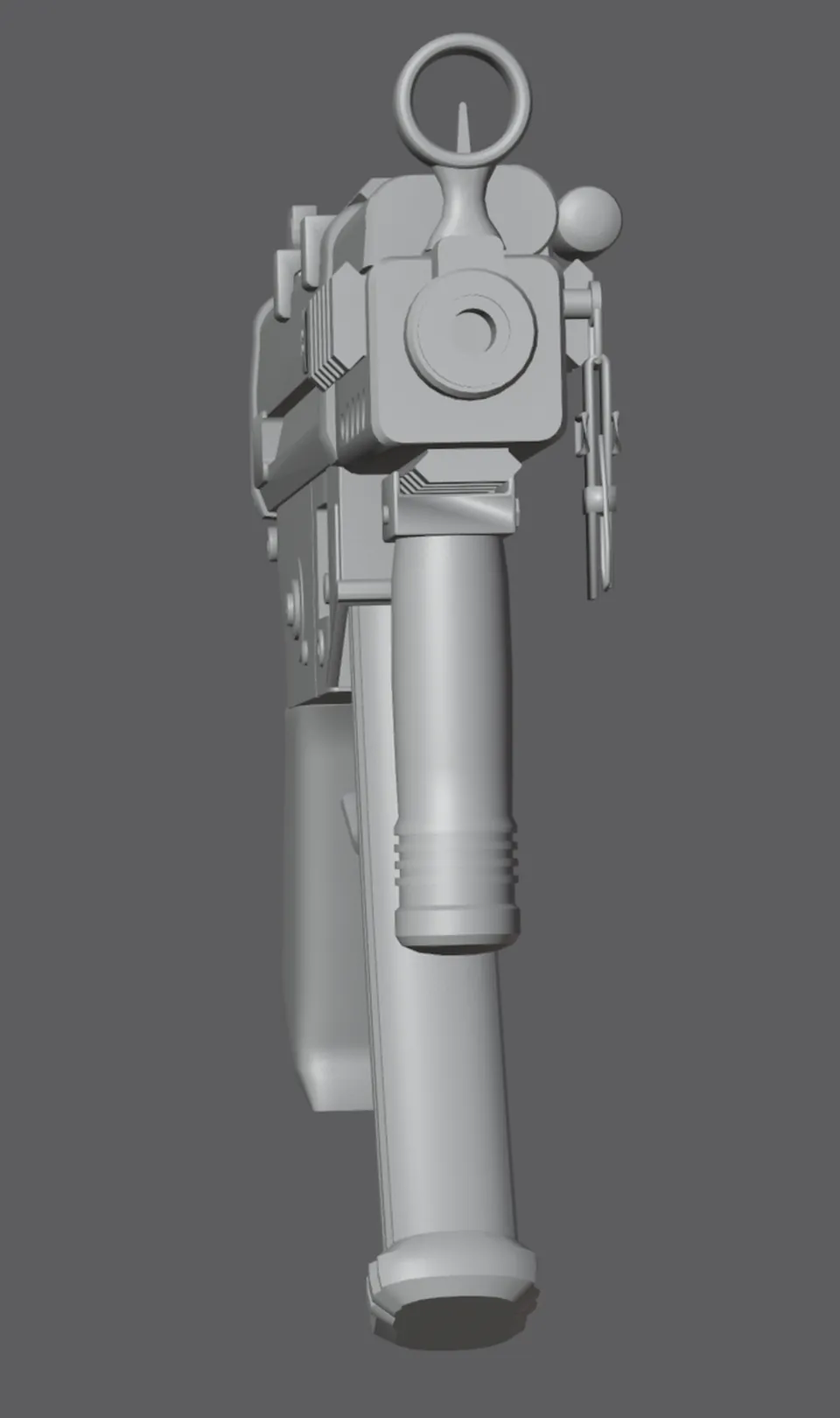 MP5K, untextured model (front view), finished mesh in Blender