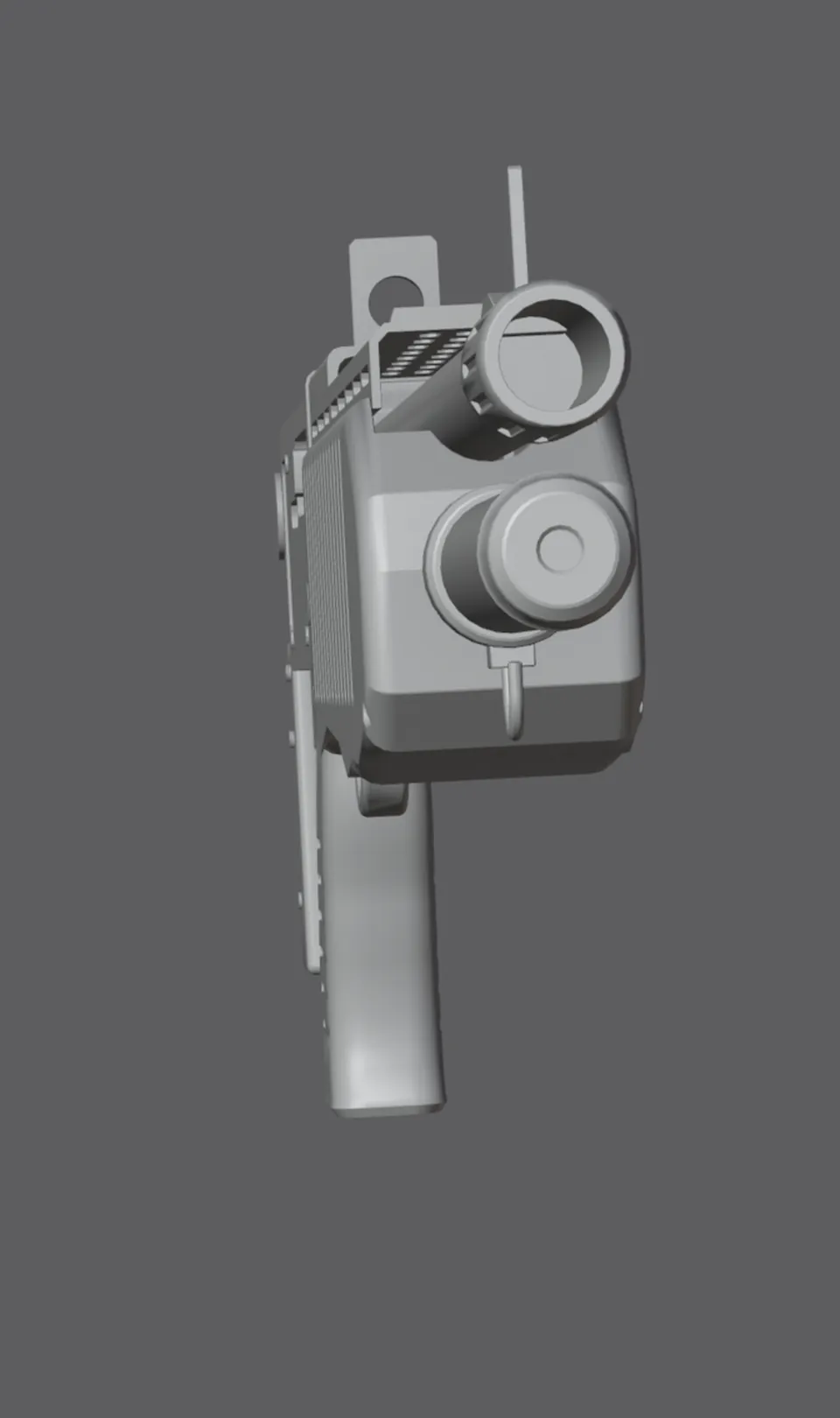 SPAS-12, untextured model (front view), finished mesh in Blender